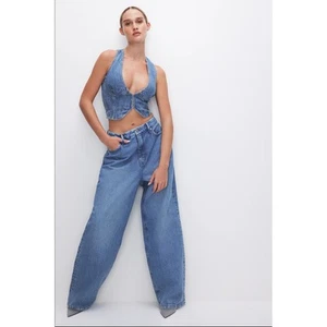 Good American Good 90s Oversized Straight Jeans Gr. 29/8 Indigo Medium Wash - Bild 1 von 15