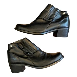 Ariat Side Spat II 96305 Black Leather Ankle Booties Western Cowgirl Women's 8B - Picture 1 of 13