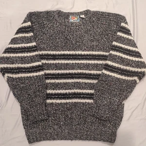Concrete Large schwarz weiß Streifen Acryl Wolle Grobstrick Pullover Sweater Vintage - Bild 1 von 7