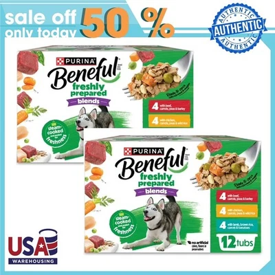 Purina Beneful Freshly Prepared Blends Wet Dog Food Variety Pack Beef Chicken 2p - Image 1 of 4