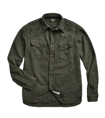 Ralph Lauren RRL Black 1890's Inspired Checked Wool Cotton Workshirt New - Image 1 of 3