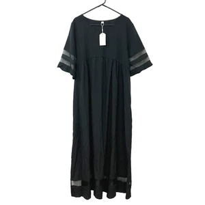 Maxi abito nero pannello trasparente XL floreale oversize minimalista gotico scuro femminile - Foto 1 di 7
