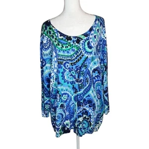NEW Talbots Blue Paisley Lightweight Cardigan 3/4 Sleeves Size 2X - Picture 1 of 7