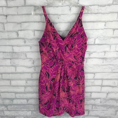 Lands End Mujer Traje de Baño Floral Vestido de Baño Talla S Una Pieza Tropical Modesto Foto 1 de 4