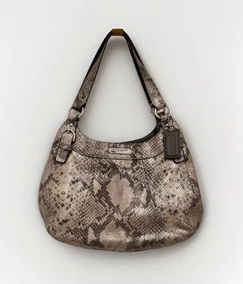 Coach SoHo Lynn Hobo Grey Leather Snake Skin Pattern Purse G1293 F19678 - Image 1 of 4
