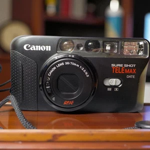 Cámara fotográfica compacta Canon Sure Shot Telemax 35 mm 38/70 mm con estuche - probada - Imagen 1 de 9