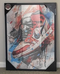 Framed Air Jordan 1 Off-White Inspired Painting Modern Sneaker Wall Art - Picture 1 of 1