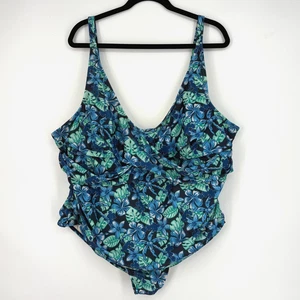 Traje de baño Disney para mujer 2X de una pieza azul verde tropical Mickey Mouse - Imagen 1 de 7