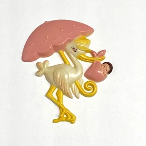Vintage Cake Decoration • Stork and Baby Girl • Made in Hong Kong • NOS - Picture 1 of 2