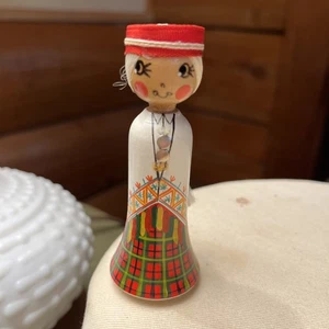 3 1/4" wooden Doll Figure Soviet National Costume Latvia Folk Art - Picture 1 of 7