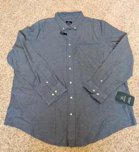George Mens Classic Fit Blue Chambray Long Sleeve Shirt Button Down 2XL (50-52) - Picture 1 of 14