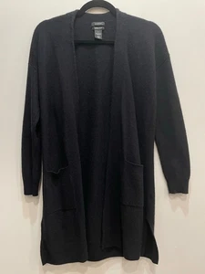 Halogen Wool Cashmere Long Open Cardigan Sweater S Black Minimalist Capsule - Bild 1 von 6