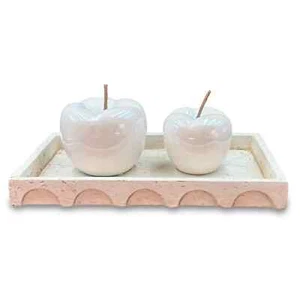 Pair White Porcelain Apples Table Decor Apple Ornament Fruit Statement Piece - Picture 1 of 4