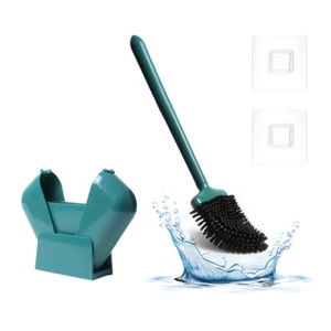 Silicone Brush Head Bathroom Toilet Brush and Holder Set Part for Cleaning - Picture 1 of 17