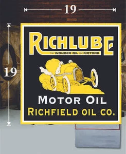 19" x 19" RICHLUBE RICHFIELD OIL GAS VINYL DECAL LUBESTER OIL PUMP LUBSTER - Picture 1 of 1