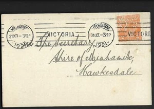 AUSTRALIEN, KGV 2d KOPF MIT OS, GEST. AUF LOKALPOSTKARTE 1921, BRIEFMARKENSCHÄDEN, - Bild 1 von 1