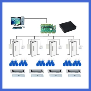 Kit de control de 4 puertas con lector/interruptor/unidad de potencia/llavero/280 kg cerraduras magnéticas - Imagen 1 de 22