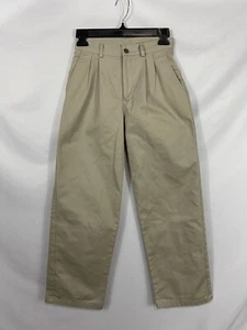 Izod Boys Size 14 Slim Beige Pleated Straight Leg Cotton Uniform Chino Pants - Picture 1 of 4