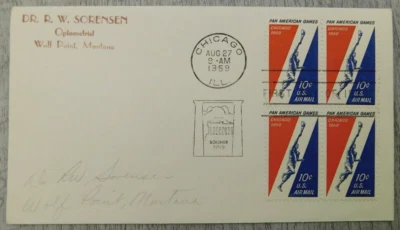 1st Issue Chicago IL 1959 Pan American Games Soldier Field Stamp Envelope Cover - Image 1 of 4