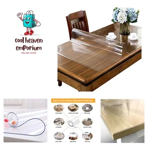 2mm Thick Clear Table Cover Protector 40 x 79 Inch Plastic Tablecloth Wipeabl... - Picture 1 of 10
