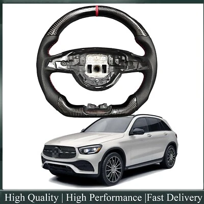 Carbon Fiber Steering Wheel Fits Mercedes-Benz AMG C63 C43 SLC GLC GLE GLS GLA - Image 1 of 4