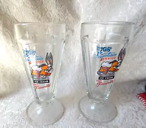 BUGS BUNNY SODA FOUNTAIN Style MILK SHAKE Glasses - set of 2 - FUN - Picture 1 of 2