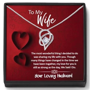 To My Wife Gift Silver Necklace & Personalised Message Gift Box Wife Birthday - Picture 1 of 12