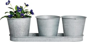 Esschert Design Old Zinc 3 Pots on a Saucer - Picture 1 of 2