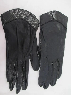 GUANTES DE MUJER DE COLECCIÓN, HECHOS A MANO, RIBETE SUAVE Y CHAROL, ESTILO GUANTE, 6 1/2 Foto 1 de 4