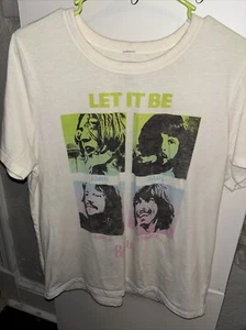 The Beatles Let It Be Womens Graphic T-shirt Top White Cream John Paul Ringo XL - Picture 1 of 3