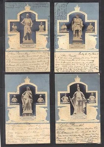 Germany 1901 4 Postcards Famous Men w/ Contemporaries Eagle + Crown border - Imagen 1 de 1
