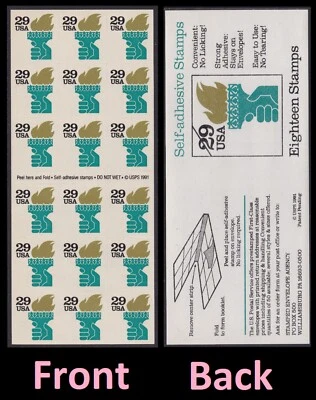 US 2531Ae Liberty Torch 29c ATM booklet 18 overall tagging MNH 1992 - Image 1 of 3