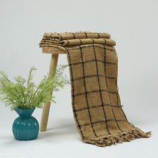Brown Woven Cotton Solid Color Throw Blanket Handloom 50x70 Inch