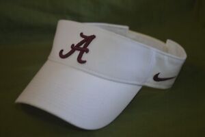 Alabama Crimson Tide Visor Cap Hat White Nike Dry-Fit