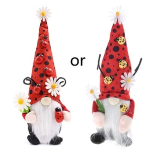 Ladybug Gnomes Plush Swedish Tomtes Scandinavian Figurine Spring Decorations - Picture 1 of 8
