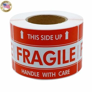 2x3 FRAGILE This Side Up Shipping Mailing Handle with Care Stickers - Picture 1 of 8