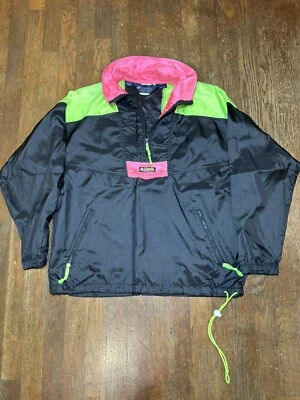 VINTAGE 80s-90s era COLUMBIA NEON COLORBLOCK PULLOVER ZIP WOMENS L WINDBREAK EUC - Image 1 of 4