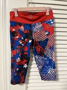 C9 Champion Duo Dry capri Athletic leggings size XS 4-5 Stars Red White and Blue - Picture 1 of 4