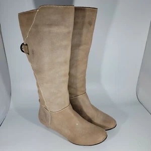 Steven by Steve Madden Iconn Size 7.5 Wedge Heel Knee High Boots Taupe Tan Flaw - Picture 1 of 12