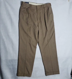 Pantalón Polo Golf Ralph Lauren Para Hombre 36x31 Tostado Espiga Plisado Puños - Imagen 1 de 13