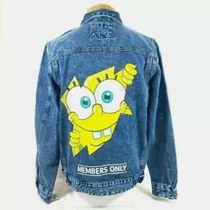 Members Only Nickelodeon SpongeBob Denim Jean Jacket Mens Size Large New - Picture 1 of 12