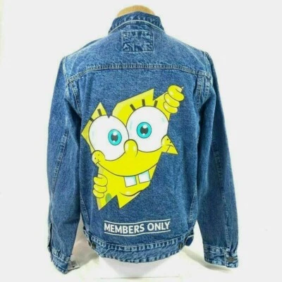 Members Only Nickelodeon SpongeBob Denim Jean Jacket Mens Size Large New - Image 1 of 4