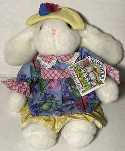 Penny & Peter Cottontail Easter Bunny Rabbit Plush Floral Vtg 1996 Toys R Us Tag - Picture 1 of 5