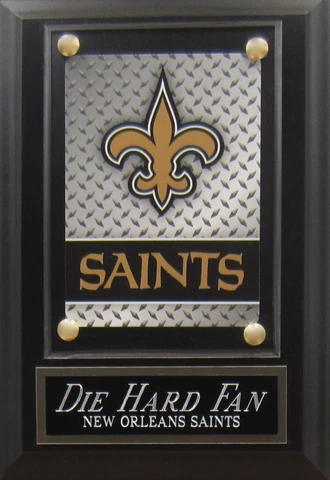 DIE HARD FAN NEW ORLEANS SAINTS LOGO CARD PLAQUE FOR MAN CAVE WALL DECOR-WHO DAT Cover