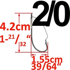 10 Stk angeln haken Gr #2/0 4,2cm  Raubfisch Angelhaken Zander Barsch Hecht 