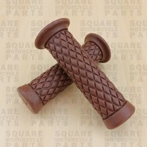 Cafe Racer / Scrambler Handlebar Grips 22mm 7/8" Diamond - BROWN / BURGUNDY - Picture 1 of 2