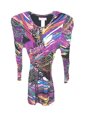 pink ginger girls size 12 Purple And multi color dress with tie waist - Image 1 of 4