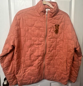 !New Disney Parks Women's Jacket Mickey Head Quilted Minnie Peach Zip Up size XS - Picture 1 of 2