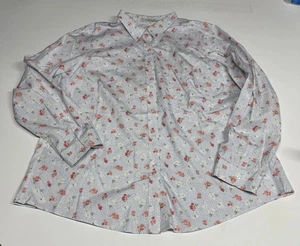L.L. Bean Wrinkle Free Women's 100% Cotton Blue Floral Button-Up Shirt Size 1X - Picture 1 of 10