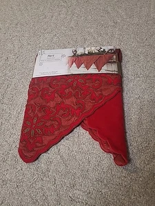 Pier 1 Imports Embellished Beaded Velvet Mantel Scarf Dark Christmas Red - Picture 1 of 6